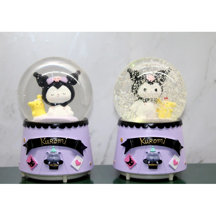 Kuromi İçi Dönmeli Püskürtmeli Işıklı Müzikli Kar Küresi Büyük Boy - Model 2