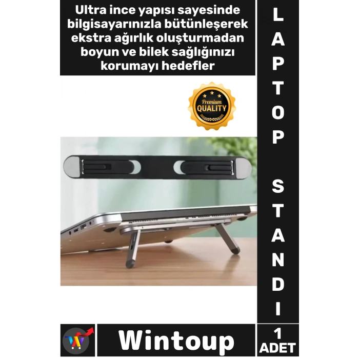 #LaptopStandı Ergonomik Portatif Notebook Standı Siyah 2 Kademeli Katlanır Yapışkanlı Laptop Standı