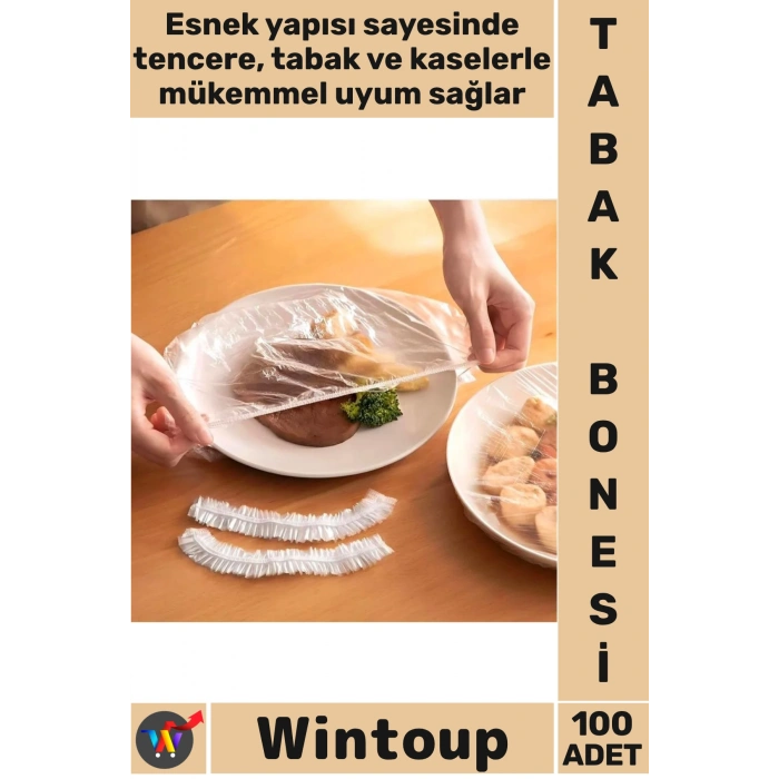 #Bone Gıda Saklama Poşeti Pratik Mutfak Hijyenik Lastikli Tencere Tabak Bonesi 100 Adet 22 Cm