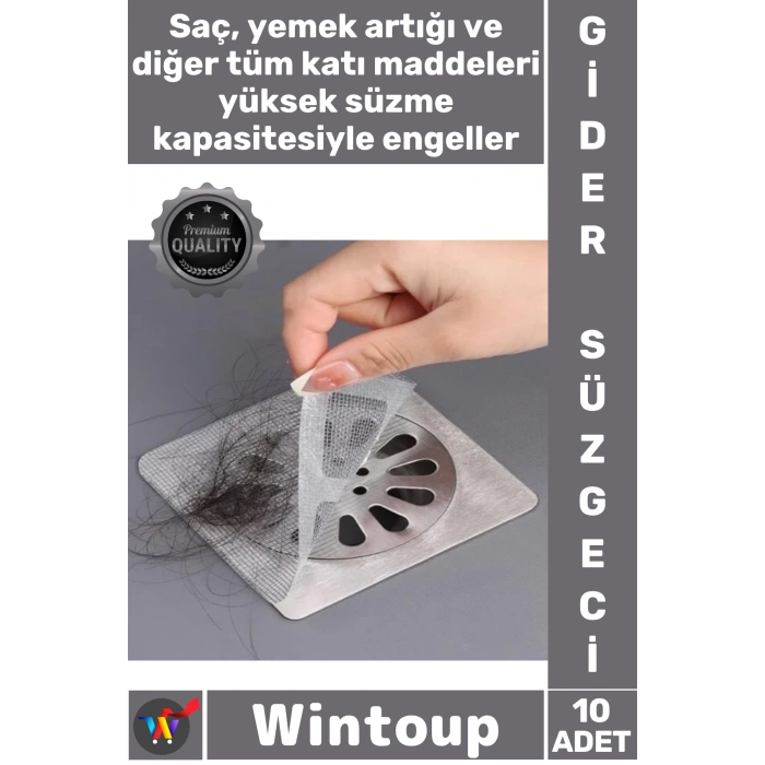 #GiderSüzgeci Yapışkanlı Tül Mutfak Banyo Saç Tutucu Pratik Filtre Lavabo Gider Süzgeci 10 Adet