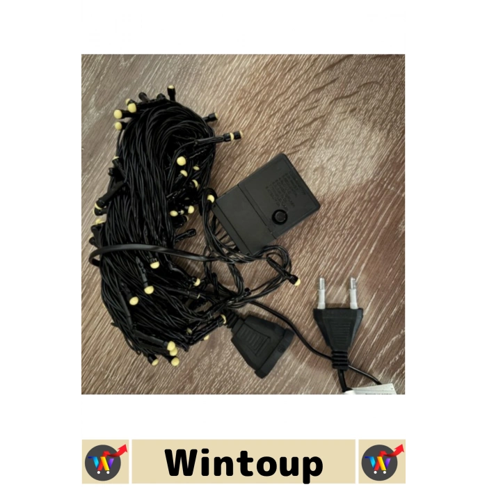 #Led Dekoratif Yılbaşı Aydınlatma Süsleme Şık 10 Metre Damla Uçlu Şık Gün Işığı Siyah Kablo 100 Led