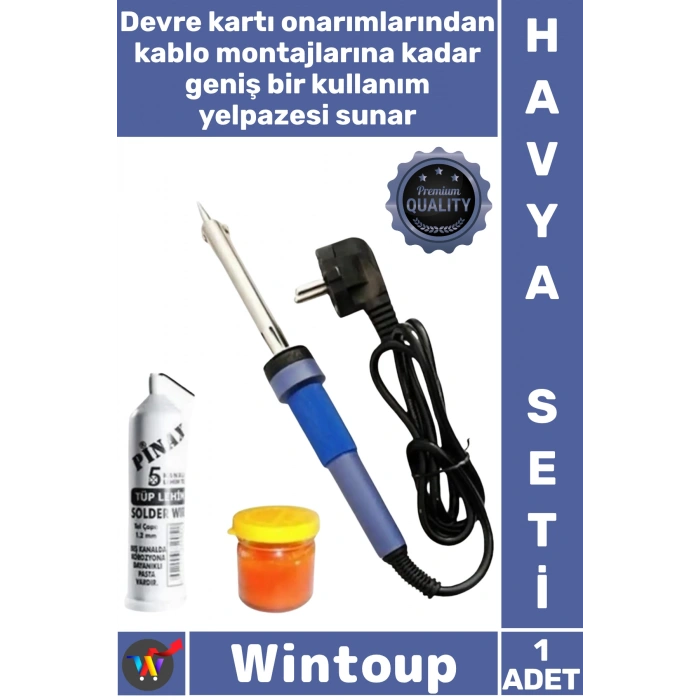 #HavyaSeti Profesyonel Elektronik Onarım Seti Kaliteli Lehim Kalem Havya 40 W 3 Parça Şık Özel Set