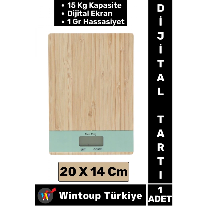 Luxery Dayanıklı Max 15 Kg Kapasiteli 1 Gr Hassasiyet Ahşap Hassas Dijital Mutfak Terazisi Tartı