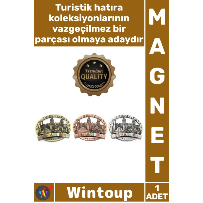 #Magnet Hediyelik Dekoratif Şık Turistik Şehir Anısı İstanbul Temalı Metal Yuvarlak Tasarım Magnet