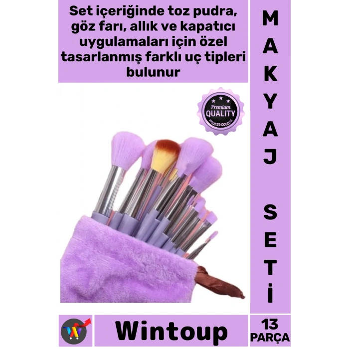 #MakyajSeti Profesyonel Yumuşak Kıl Hızlı Kuruyan Pudra Göz Farı Kapatıcı Makyaj Fırçası Seti 13 Prç