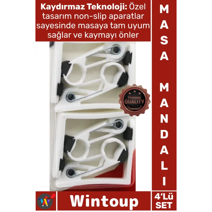 #Mandal Kalite Kaymaz Örtü Tutucu Kaydırmaz Aparatlı Şık Beyaz Plastik 4lü Yaylı Masa Mandalı Seti