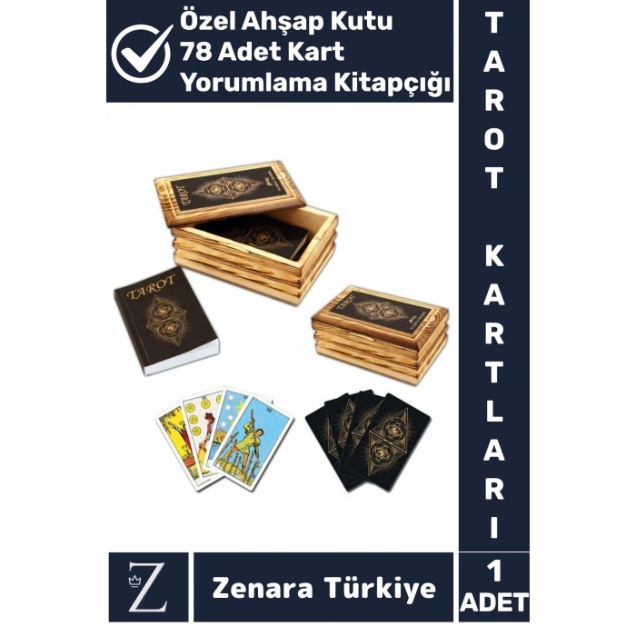 Manevi Ruhsal Rehberlik Kader Yorumlama Kitapçıklı AHŞAP KUTULU 78 Adet TAROT KARTLARI