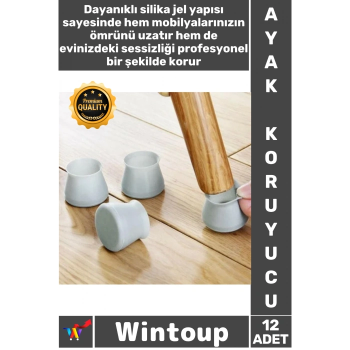 #AyakKoruyucu Silikon Kaymaz Çizilmez Mobilya Koruyucu Kapak Masa Sandalye Ayak Koruyucu 12 Adet