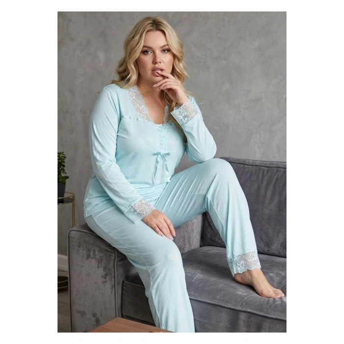 Mavi Penye Pijama Takımı - 1631