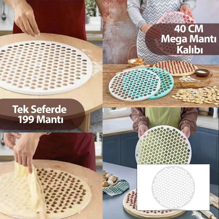 #Kalıp Hızlı Pratik Hamur Kesme Mutfak Gereci 199 Adet Kapasiteli Plastik Mega Mantı Kalıbı 40 Cm