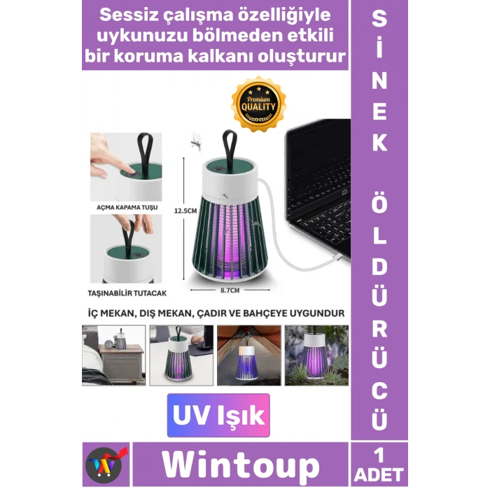 #Sineklik USB Şarjlı Sessiz Kompakt Etki Kamp Bahçe Balkon Mini Taşınabilir Sinek Öldürücü UV Lamba