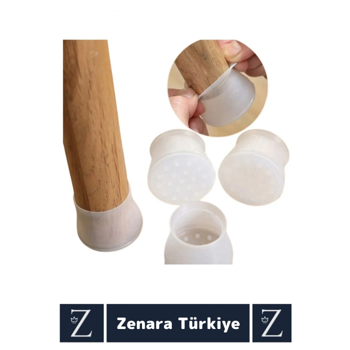 Mobilya Masa Sandalye Kayma Gürültü Zemin Çizilme Önleyen Koruyucu Silikon Pabuç Ayak Kılıfı 12 Adet