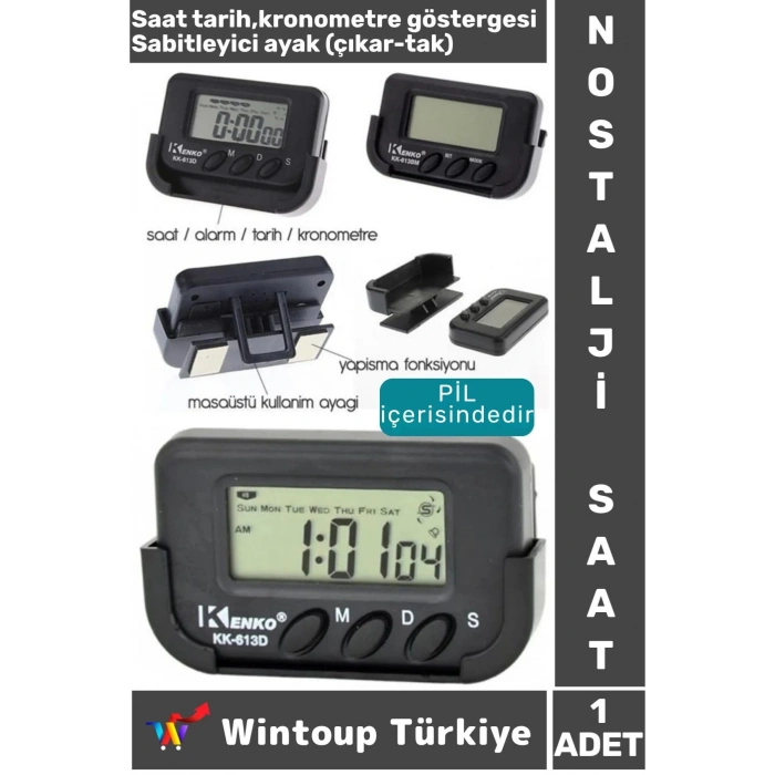 Nostalji Masa Araba Saati Öğrenci Ev Ofis Okul Minibüs Kronometreli Dijital Mini Saat