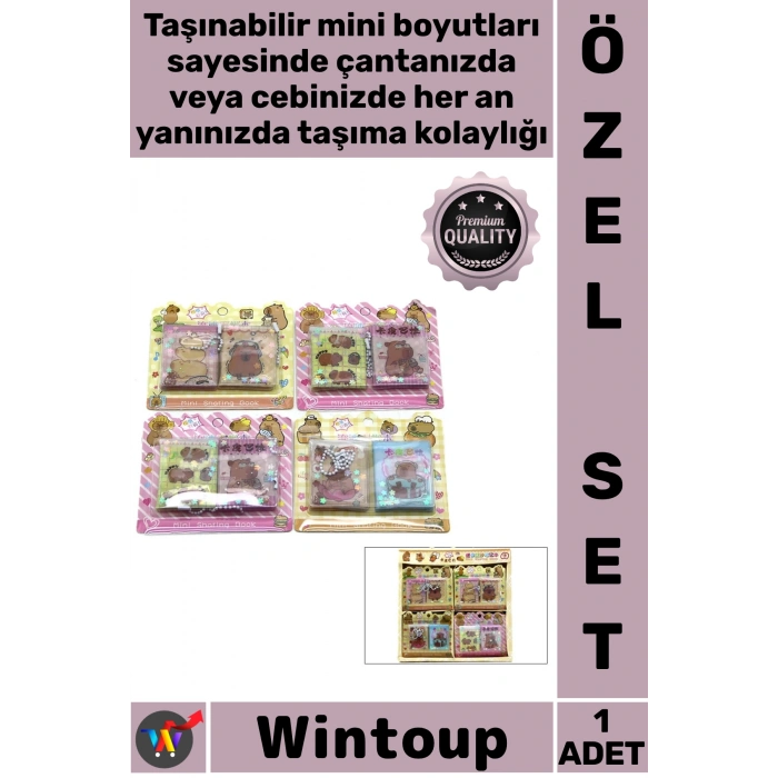 #NotDefteri Sevimli Kalite Kırtasiye Sulu Dekoratif Kapak 12 Sayfa Sticker 2li Mini Not Defteri Set