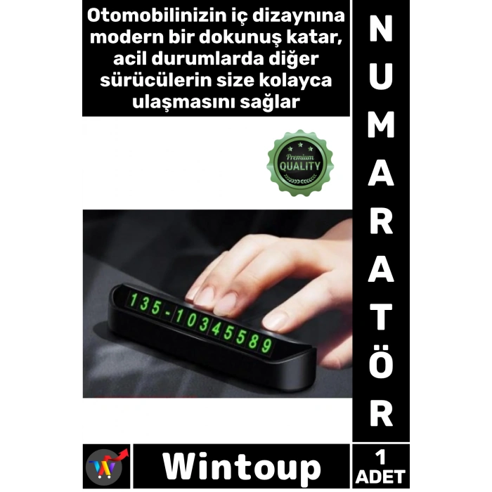 #Numaratör Şık Gizlenebilir Fosforlu Mıknatıslı Otomobil Park Araç Torpido Üstü Aç Kapa Numaratör