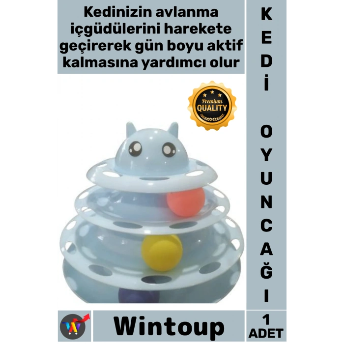 #Oyuncak İnteraktif Eğlence Kulesi Toplu Hareketli Zeka Geliştiren 3 Katlı Kedi Başlık Kedi Oyuncağı