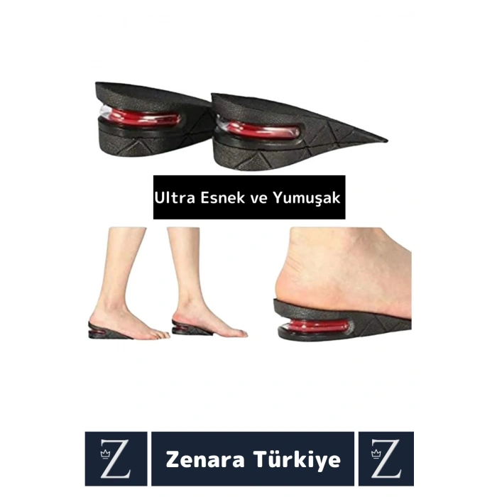 Ortopedik Ultra Rahat Tüm Ayakkabılara Uyumlu Kaymaz Topuk Anında 5 Cm Boy Uzatan Tabanlık 2 Çift