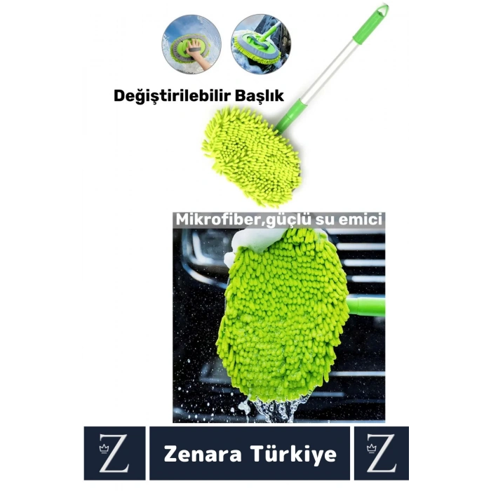 Oto Bakım 180 Derece Dönen Su Emici Tak Çıkar Paspas 2in1 Mikrofiber Uzun Saplı Araba Yıkama Fırçası
