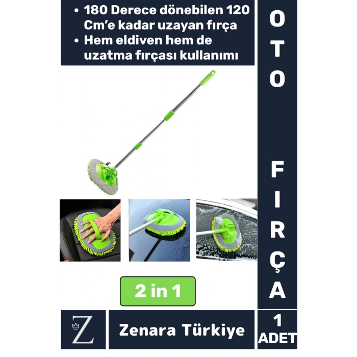 Oto Bakım 180 Derece Dönen Su Emici Tak Çıkar Paspas 2in1 Mikrofiber Uzun Saplı Araba Yıkama Fırçası