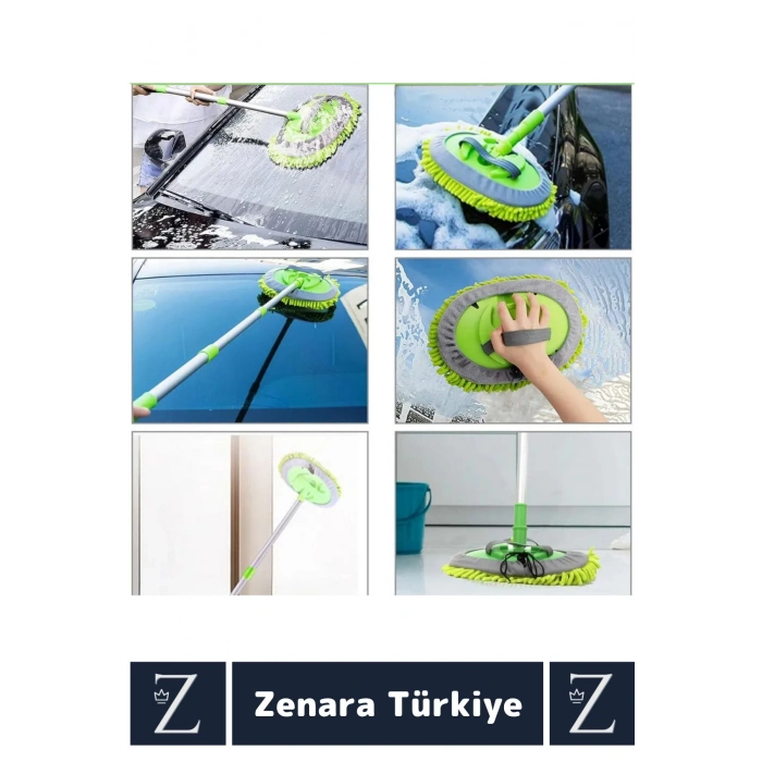 Oto Bakım 180 Derece Dönen Su Emici Tak Çıkar Paspas 2in1 Mikrofiber Uzun Saplı Araba Yıkama Fırçası
