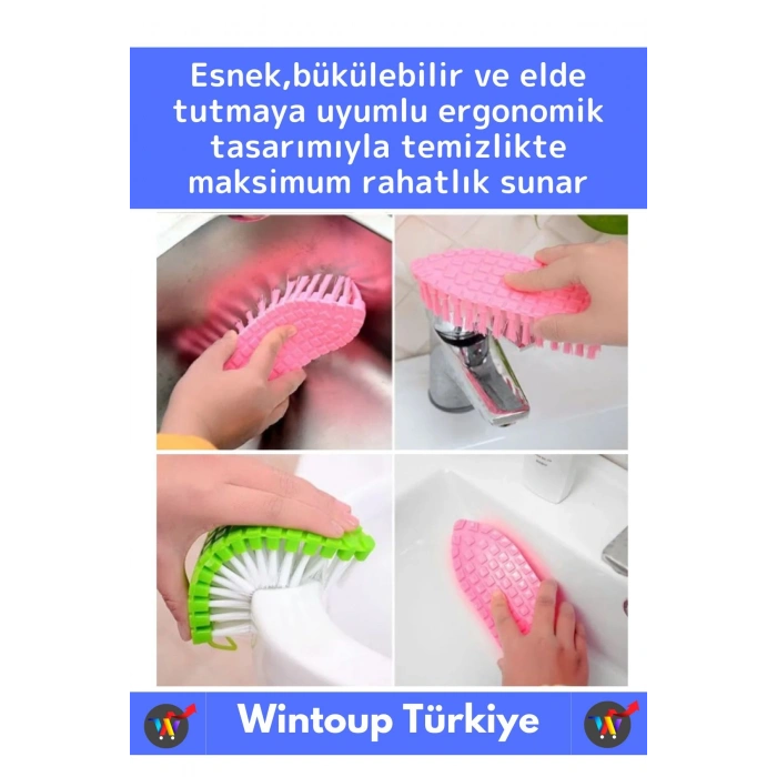 Özel Dayanıklı Ultra Esnek Bükülebilir Sert Zemin Musluk Mutfak Banyo Askılı Temizlik Fırçası 1 Adet