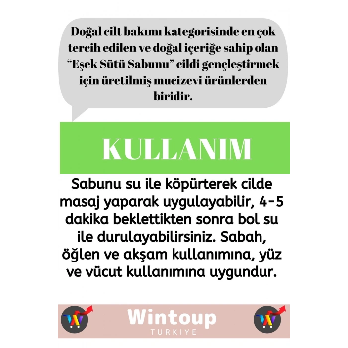 Özel Doğal Üretim %100 Bitkisel Cilt Güzelleştirici Mucizevi Eşek Sütü Sabunu 5li