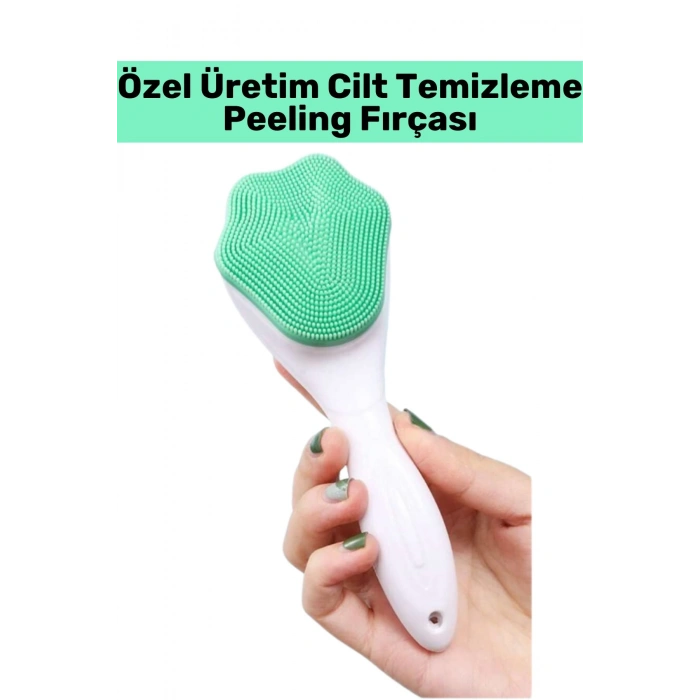 Özel Ergonomik Saplı Masaj Etkili Sevimli Tasarım Cilt Bakım Yüz Makyaj Temizleme Peeling Fırçası