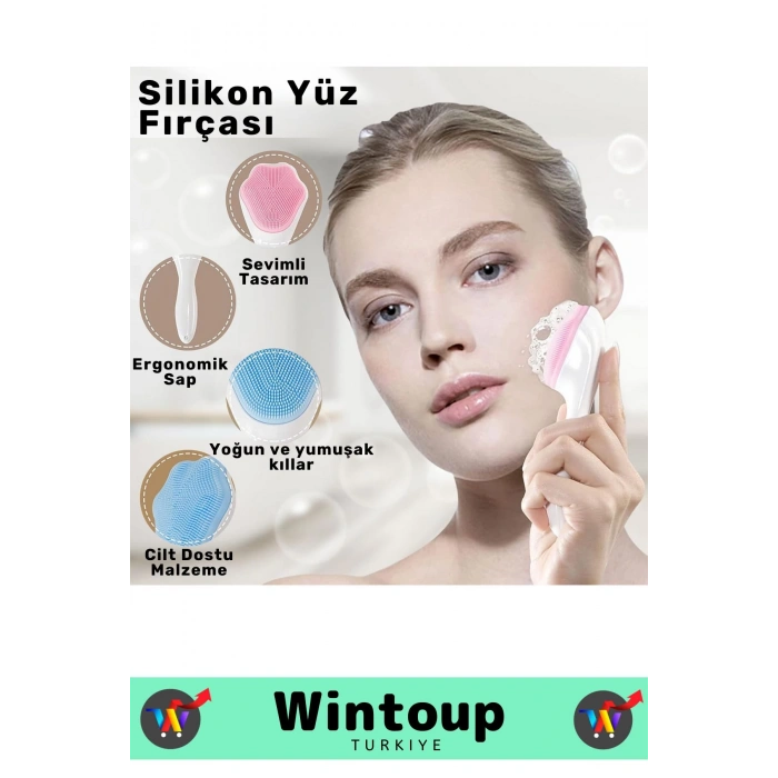 Özel Ergonomik Saplı Masaj Etkili Sevimli Tasarım Cilt Bakım Yüz Makyaj Temizleme Peeling Fırçası