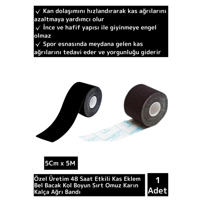 Özel Hızlı Etkili Büyük Boy Kas Eklem Bel Bacak Kol Boyun Sırt Omuz Karın Kalça Ağrı Bandı Siyah