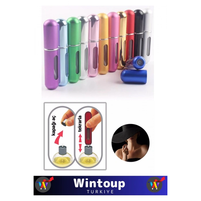 Özel Seri Doldurulabilir Taşınabilir Çanta Boy Mini Cep Parfümü Şişesi 5 Ml 5 Farklı Renk