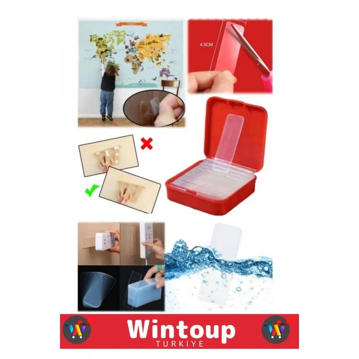 Özel Süper Güçlü Suya&Toza Dayanıklı İz Bırakmaz Temizlenebilir Nano Jel Çift Taraflı Bant 60 Adet