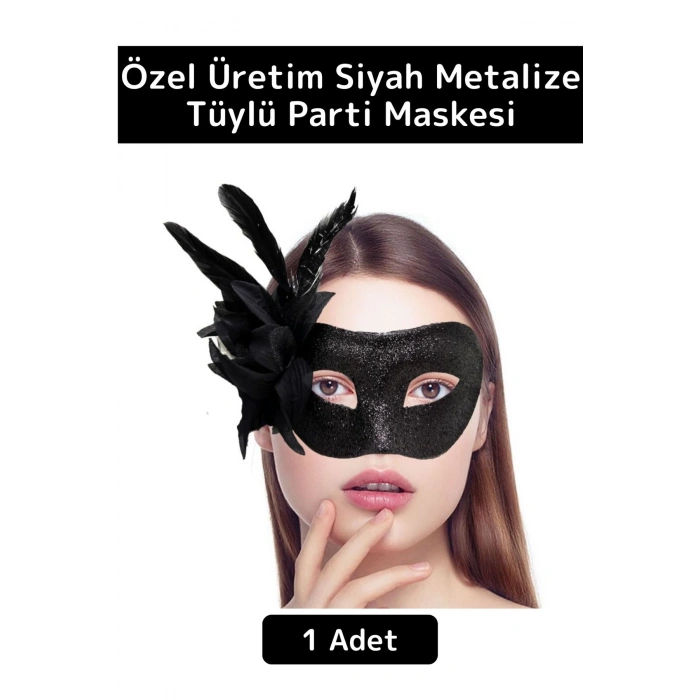 Özel Tasarım Kaliteli Balo Parti Kostüm Davet Yılbaşı Cosplay Fantezi Güllü Taşlı Pullu Detay Maske
