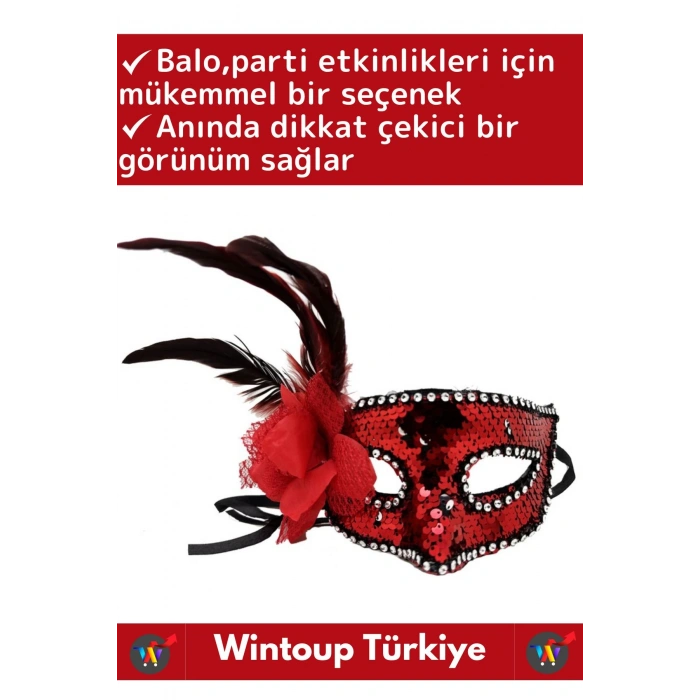 Özel Tasarım Kaliteli Balo Parti Kostüm Davet Yılbaşı Cosplay Fantezi Güllü Taşlı Pullu Detay Maske