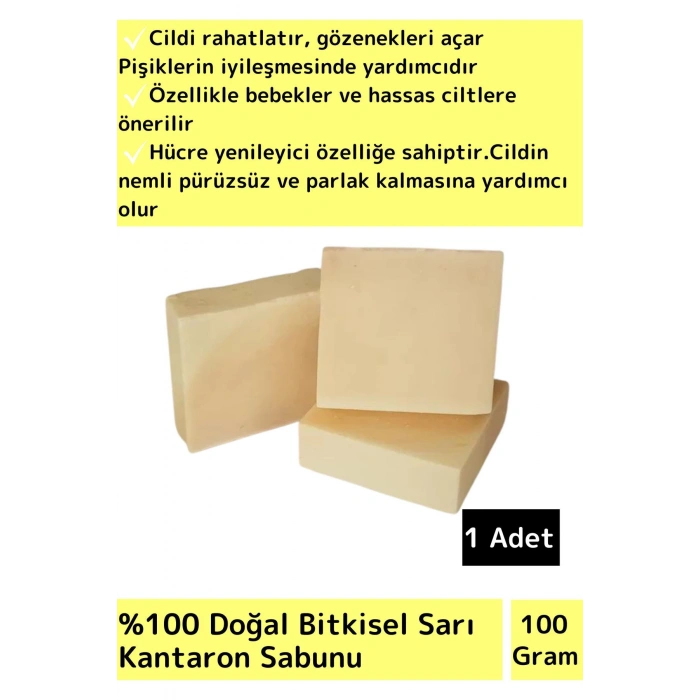 Özel Üretim %100 Doğal Bebeklerde Etkili Yüz Cilt Saç Vücut Bitkisel Sarı Kantaron Sabunu 1 Adet