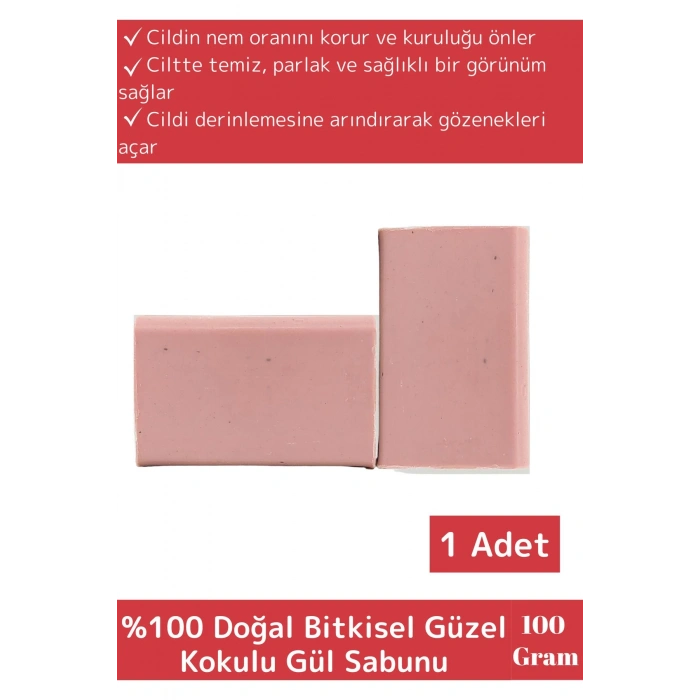 Özel Üretim %100 Doğal Bitkisel Güzel Kokulu El Yüz Cilt Vücut Gül Sabunu 1 Adet