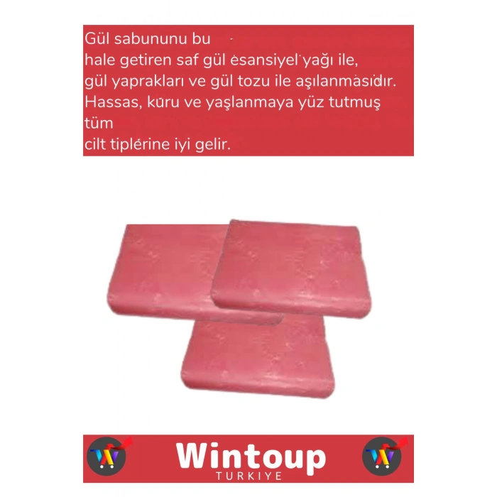 Özel Üretim %100 Doğal Bitkisel Güzel Kokulu El Yüz Cilt Vücut Gül Sabunu 2 Adet