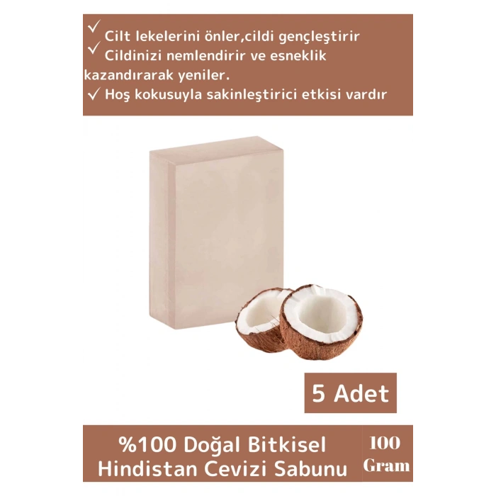 Özel Üretim %100 Doğal Bitkisel Güzel Kokulu El Yüz Cilt Vücut Hindistan Cevizi Sabunu 5 Adet