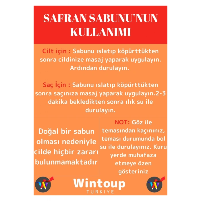 Özel Üretim %100 Doğal Cilt Onarıcı Tüm Vücut İçin Uygun Safran Sabunu 2 Adet