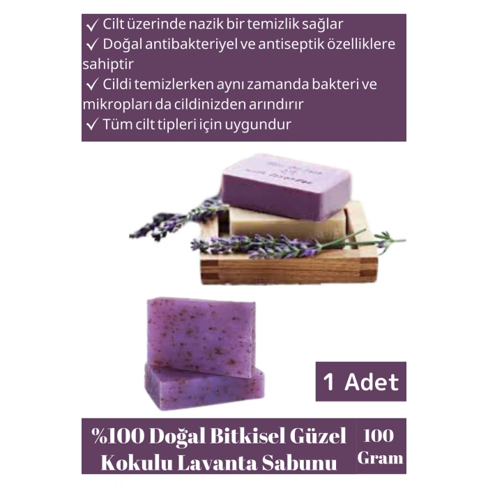 Özel Üretim %100 Doğal Cilt&Saç Onarıcı Tüm Ciltler İçin Uygun Güzel Kokulu Lavanta Sabunu 1 Adet