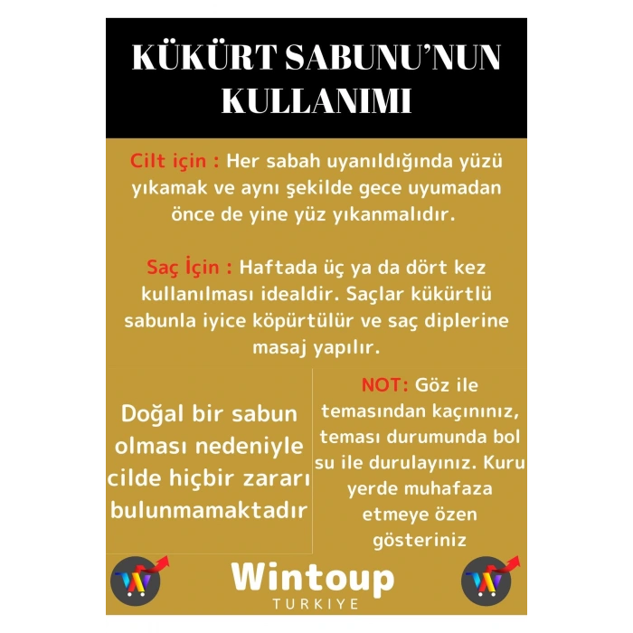 Özel Üretim %100 Doğal Cilt Temizliği Tüm Vücut İçin Uygun Kükürt Sabunu 1 Adet