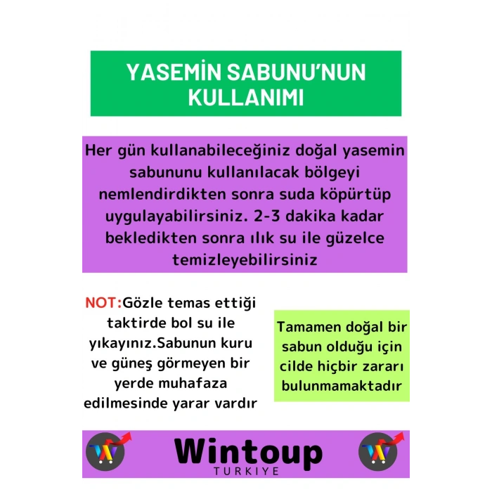 Özel Üretim %100 Doğal Güzel Kokulu Yüz Cilt Saç Vücut İçin Bitkisel Yasemin Sabunu 3 Adet