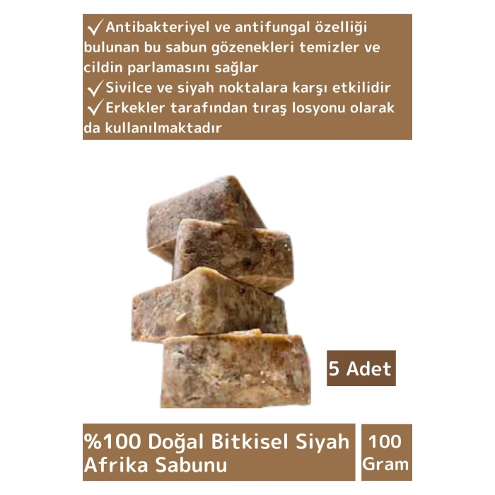 Özel Üretim %100 Doğal Losyon&Peeling Yüz Cilt Saç Vücut İçin Bitkisel Siyah Afrika Sabunu 5 Adet