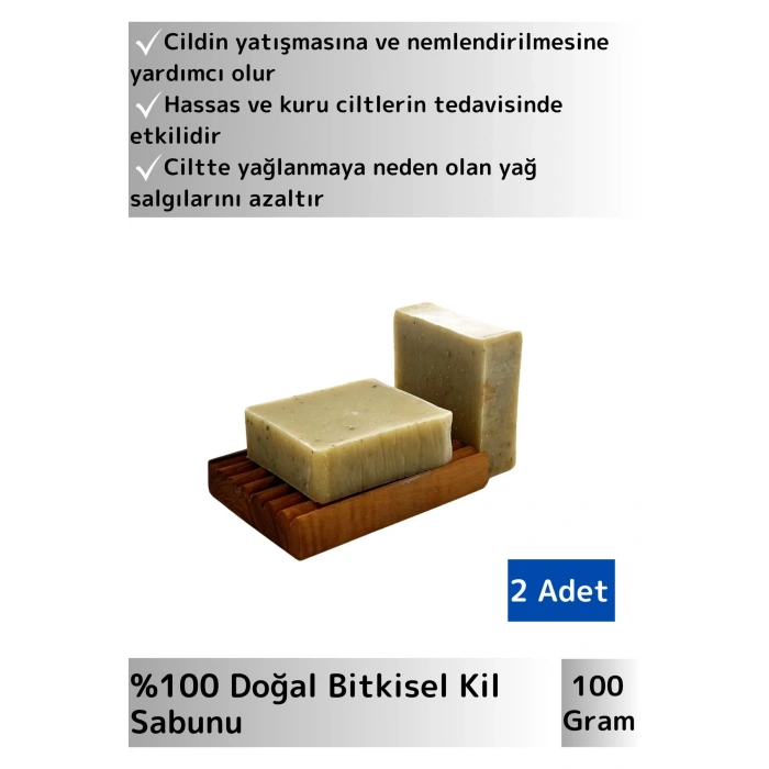 Özel Üretim %100 Doğal Nemlendirici Cilt Sorunları İçin Yüz Cilt Saç Vücut Bitkisel Kil Sabunu 2 Adt