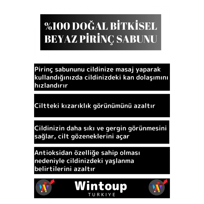 Özel Üretim %100 Doğal Proteinli Cildi Besleyici Tüm Vücut İçin Uygun Beyaz Pirinç Sabunu 5 Adet