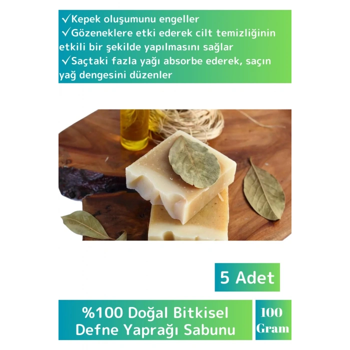 Özel Üretim %100 Doğal Saça Etkili Tüm Vücut İçin Uygun Defne Sabunu 5 Adet