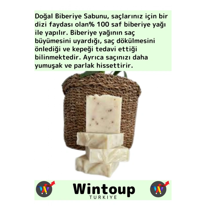 Özel Üretim %100 Organik Bitkisel Saç Dostu El Yüz Cilt Vücut Doğal Biberiye Sabunu 3 Adet
