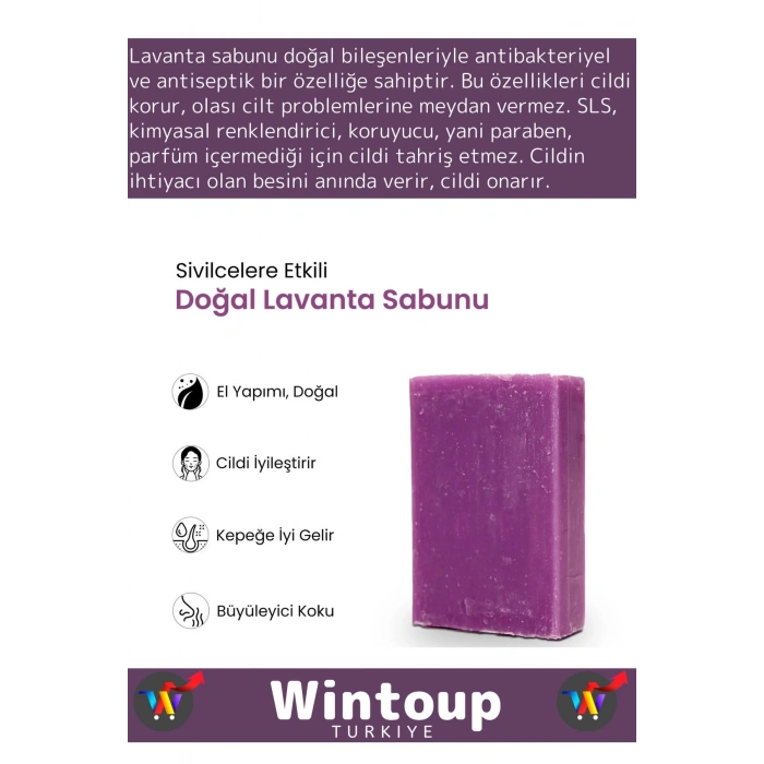 Özel Üretim %100 Organik Cilt&Saç Onarıcı Tüm Ciltler İçin Uygun Güzel Kokulu Lavanta Sabunu 5 Adet