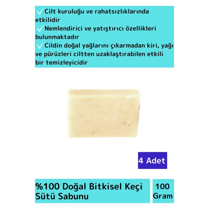 Özel Üretim %100 Saf Doğal Cilt Dostu Yüz Cilt Saç Vücut Kullanımı Bitkisel Keçi Sütü Sabunu 4 Adet