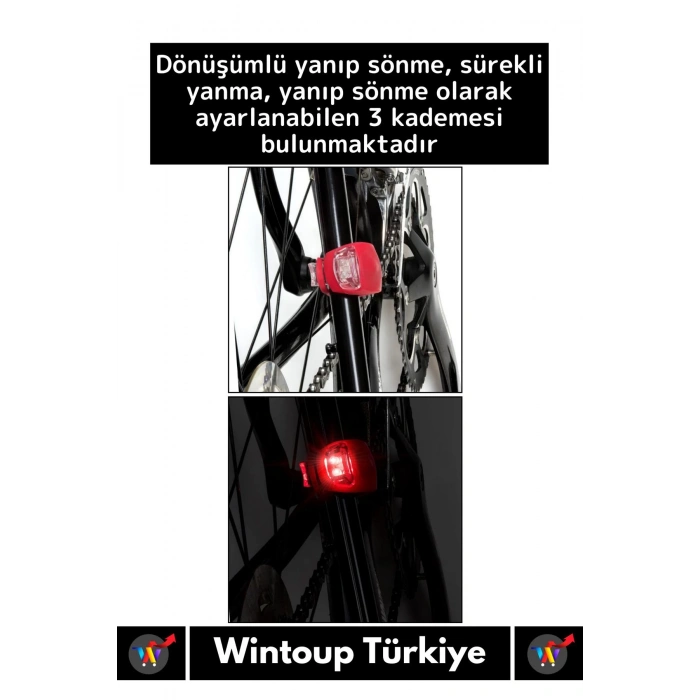 Özel Üretim 3 Yanma Kademeli Suya Dayanıklı Çok Fonksiyonlu Bisiklet Gidonu Feneri 2 Adet