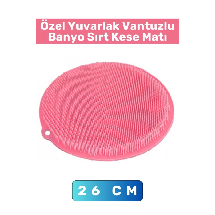 Özel Üretim Dayanıklı Esnek Masaj Etkili Sabitlenebilir Vantuzlu Yuvarlak Sırt Ayak Banyo Kese Matı